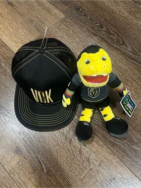 NWT VGK Vegas golden knights hat with vgk chance mascot black and gold